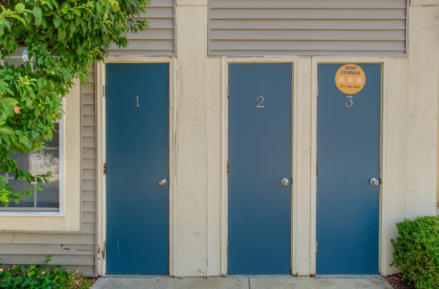 Outdoor storage in a Bloomington apartment community.